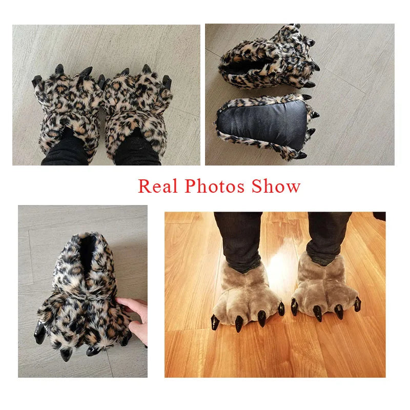 Unisex Paw Slippers med Kløer – Fluffy Chunky Slippers