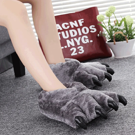 Unisex Paw Slippers med Kløer – Fluffy Chunky Slippers