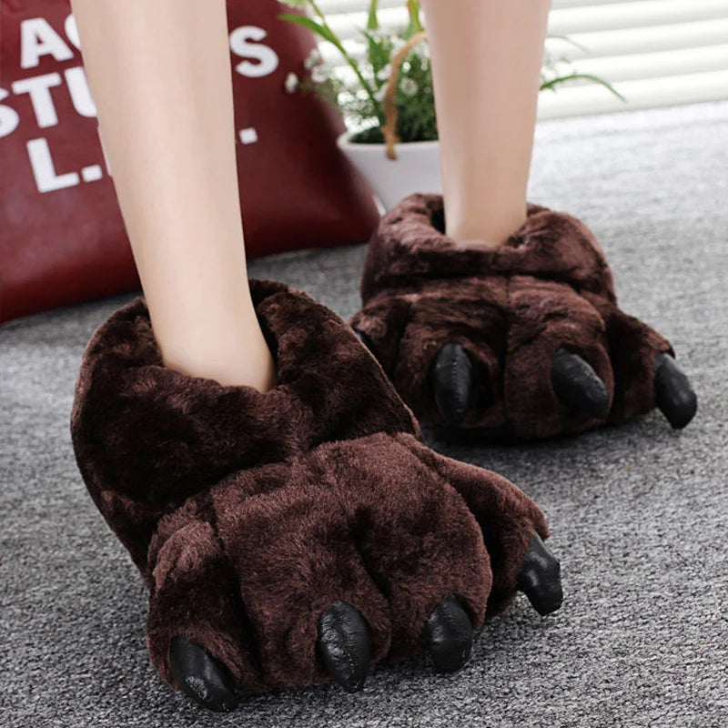 Unisex Paw Slippers med Kløer – Fluffy Chunky Slippers