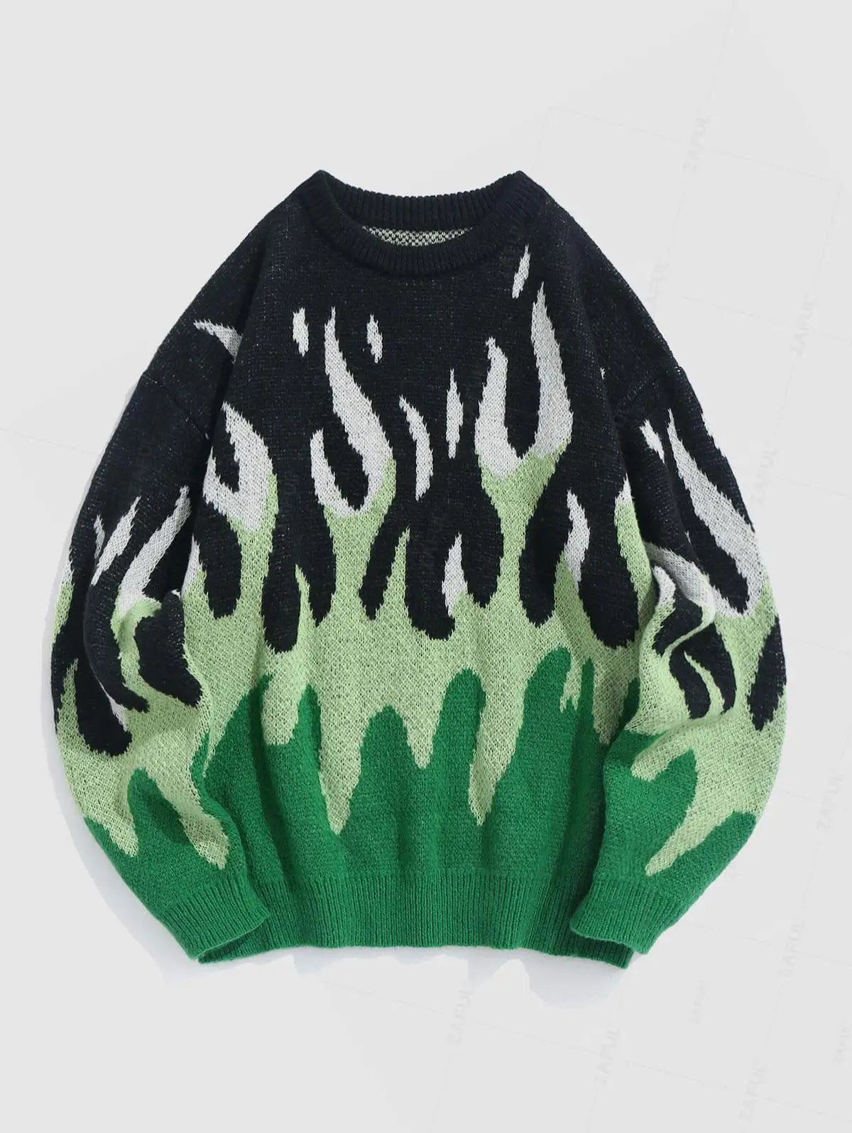 Pull esthétique Y2K à motif de flammes et de feu