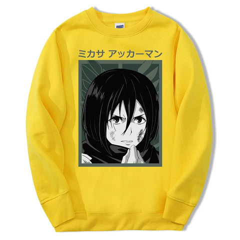 Produktbild von Attack on Titan Pullover – Mikasa Ackerman Solo Edition in der Farbe Yellow, Größe M - Jetzt erhältlich bei Tarduu.