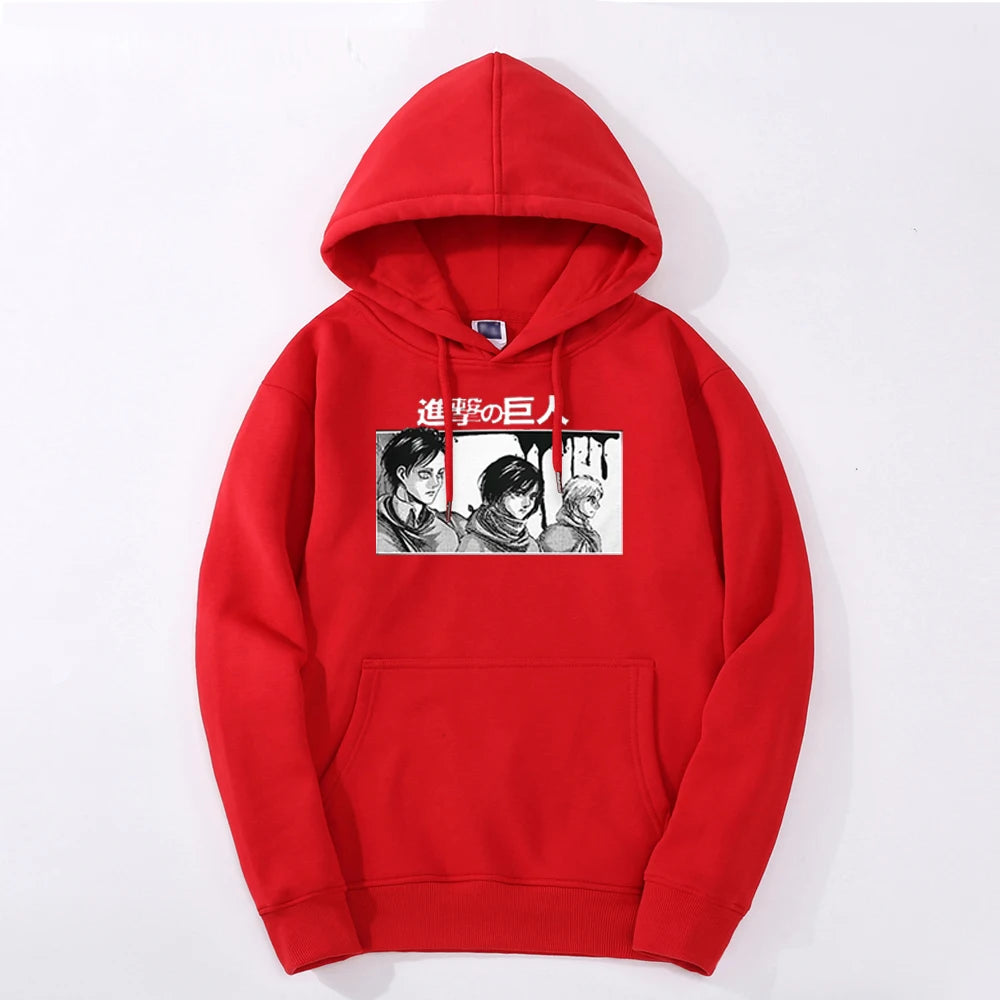 Produktbild von Attack on Titan Hoodie – Eren, Mikasa & Armin Edition in der Farbe Gray, Größe 4XL - Jetzt erhältlich bei Tarduu.