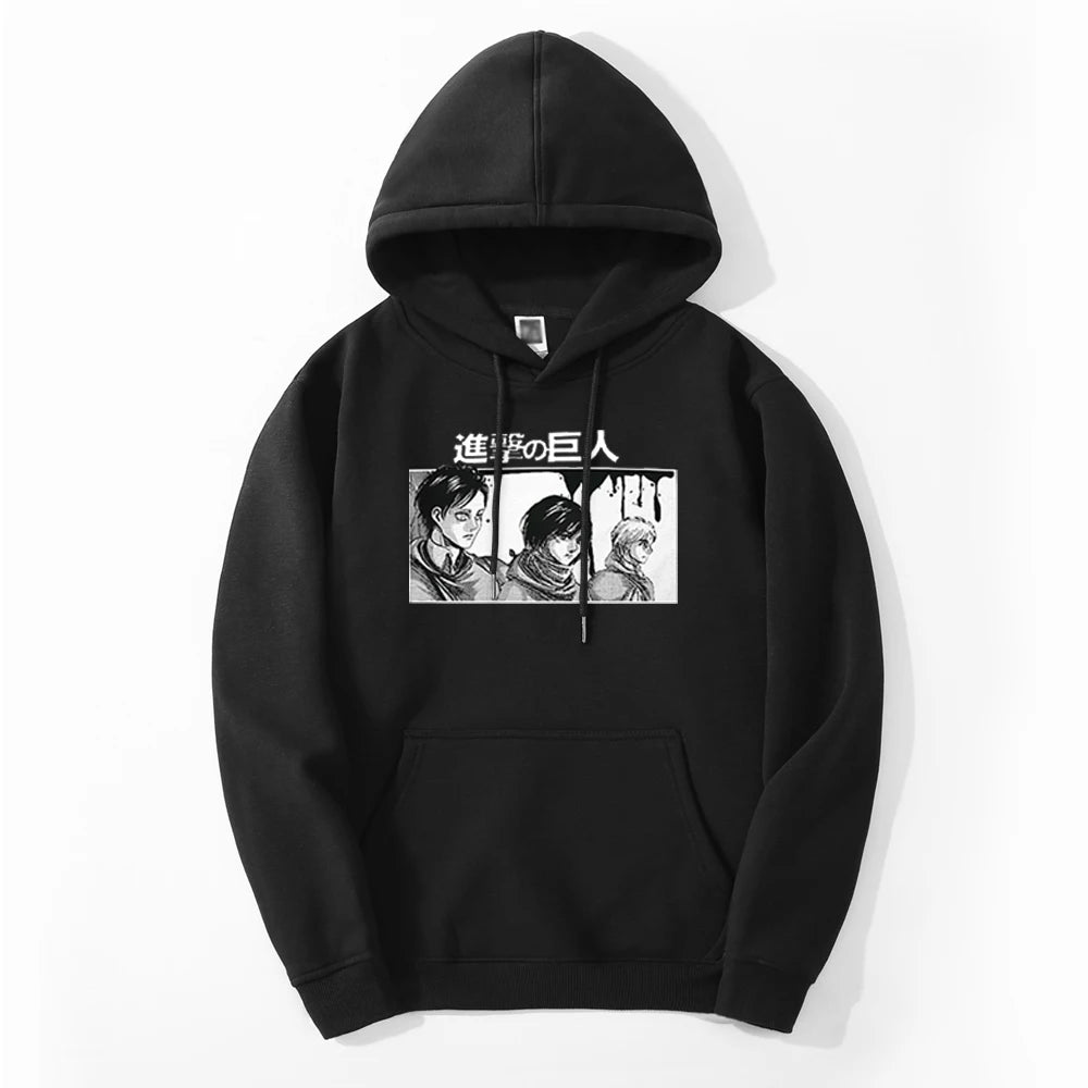 Produktbild von Attack on Titan Hoodie – Eren, Mikasa & Armin Edition in der Farbe Gray, Größe XXL - Jetzt erhältlich bei Tarduu.