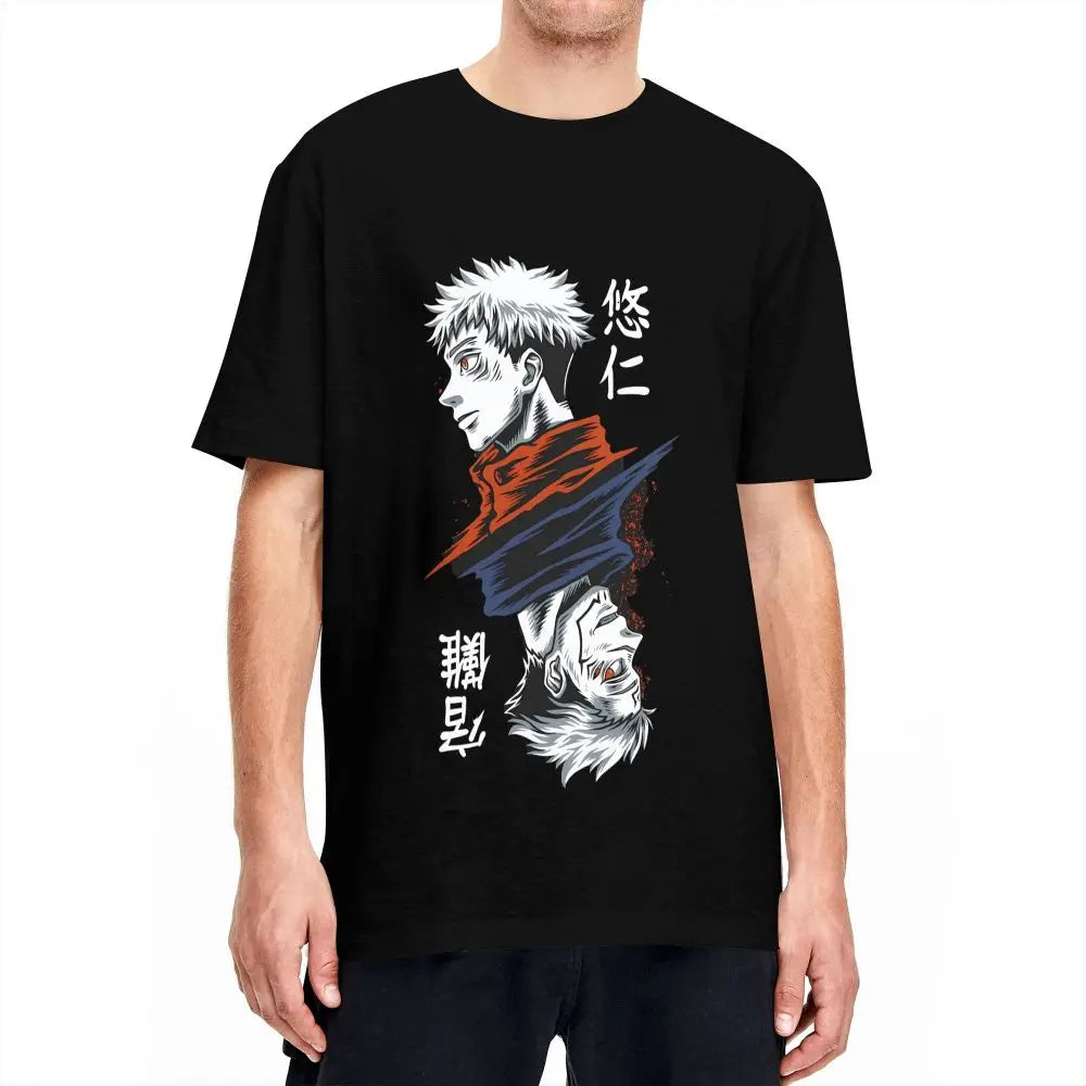 Produktbild von Yuji vs. Sukuna - Jujutsu Kaisen Charakter-T-Shirt in der Farbe Dark Grey, Größe 6XL - Jetzt erhältlich bei Tarduu.