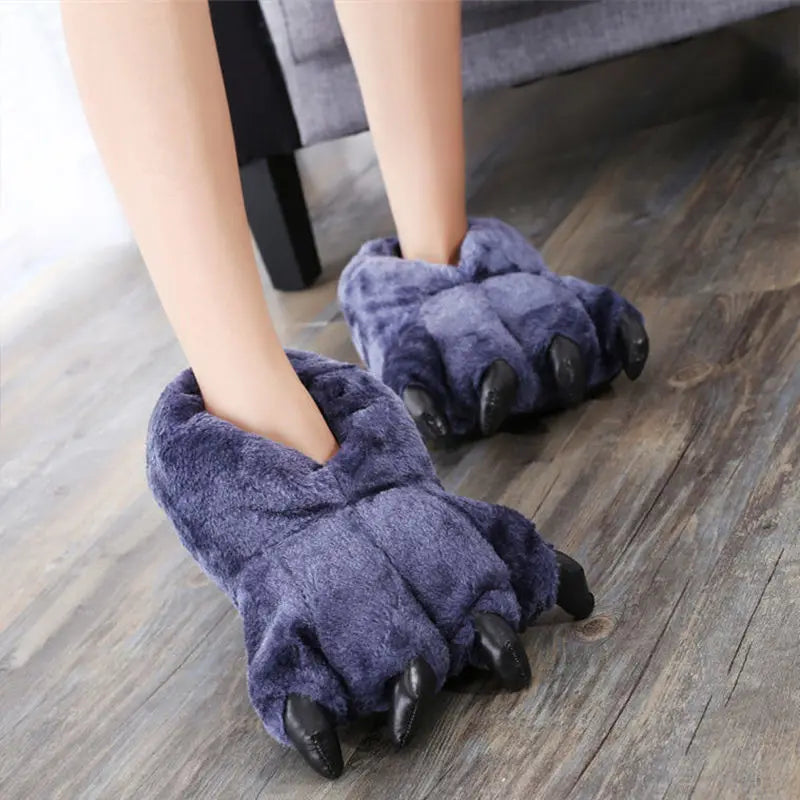 Unisex Paw Slippers met Klauwen – Fluffy Chunky Slippers