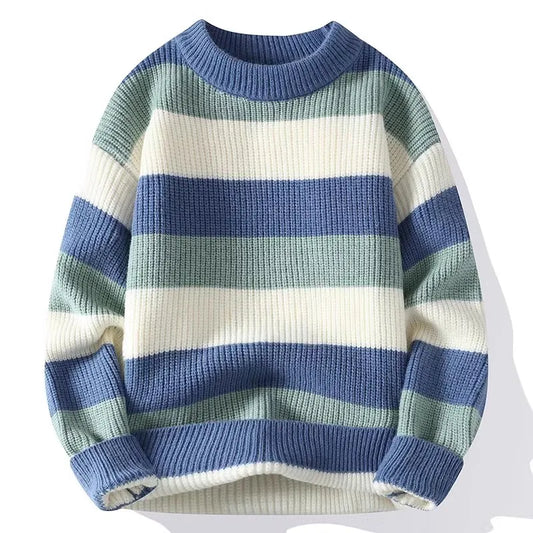 Striped Sweater for Men – Casual O-Neck Knitted Sweater