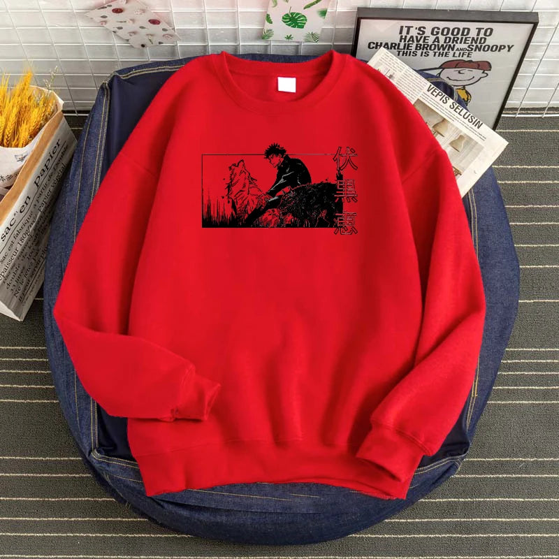 Produktbild von Jujutsu Kaisen Hoodie – Fushiguro Megumi Edition in der Farbe Red, Größe S - Jetzt erhältlich bei Tarduu.