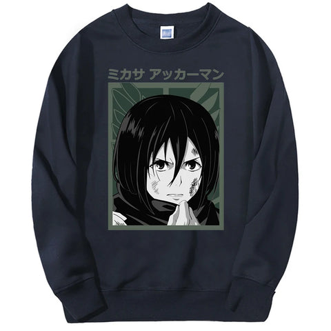 Produktbild von Attack on Titan Pullover – Mikasa Ackerman Solo Edition in der Farbe White, Größe XXL - Jetzt erhältlich bei Tarduu.