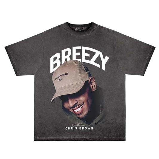 Oversized Chris Brown T-shirt – Streetwear Harajuku