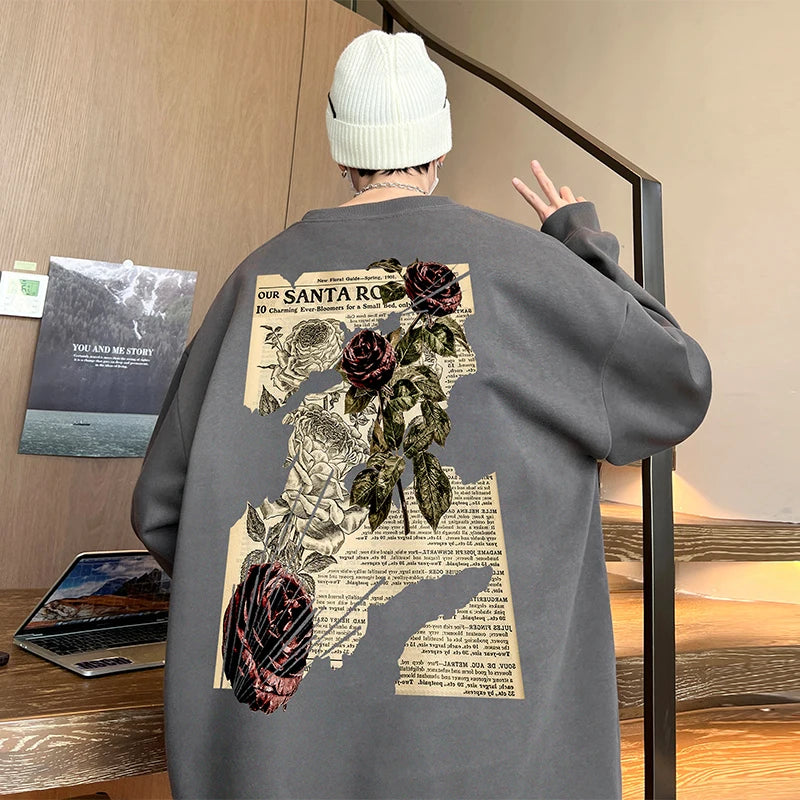 Sudadera gótica con estampado de rosas vintage