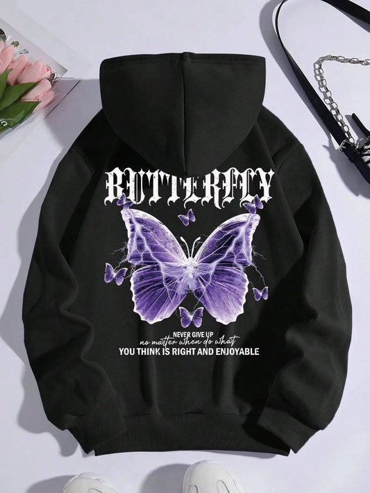 Hoodie with butterfly print