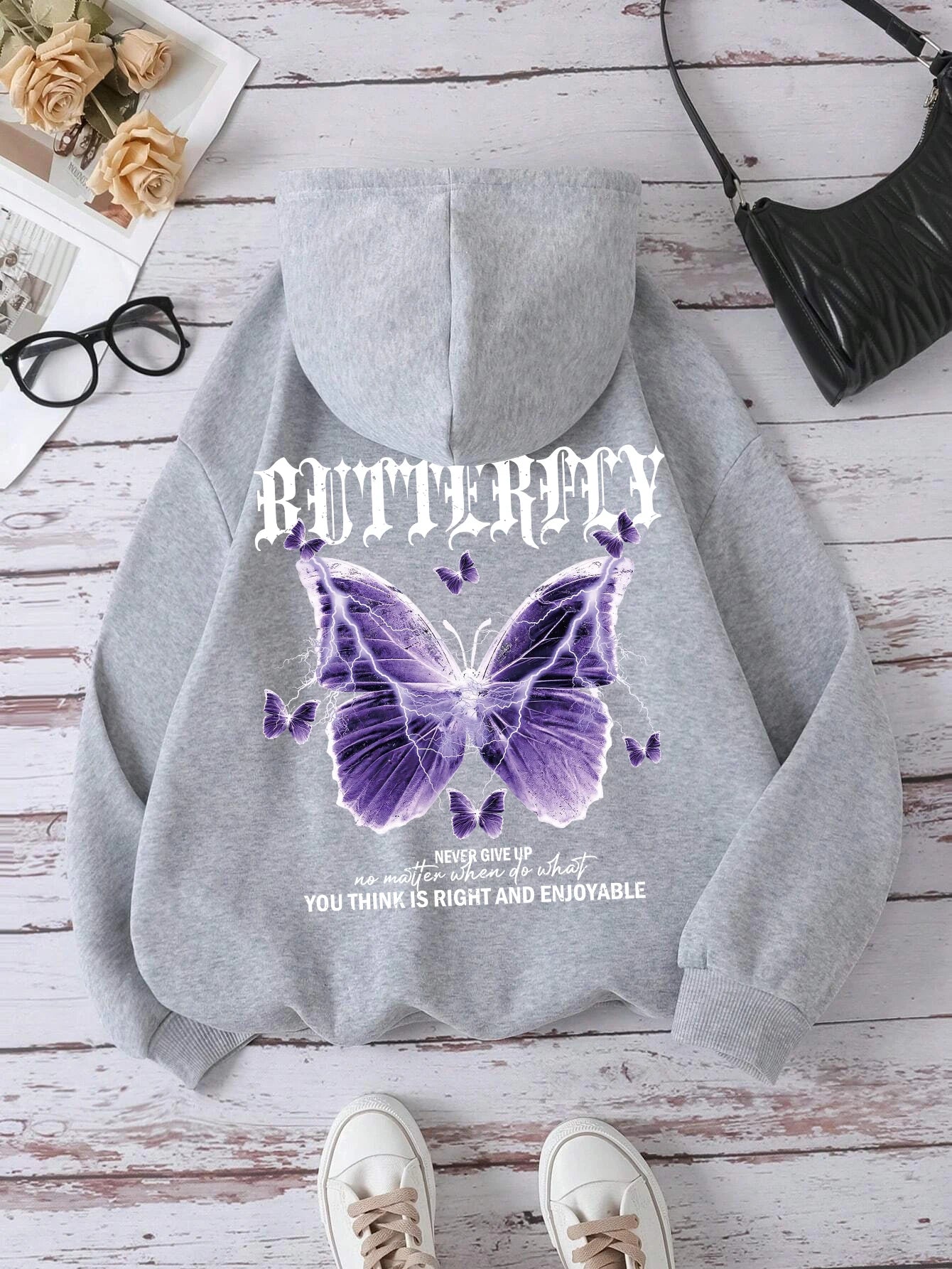 Sudadera con estampado de mariposas