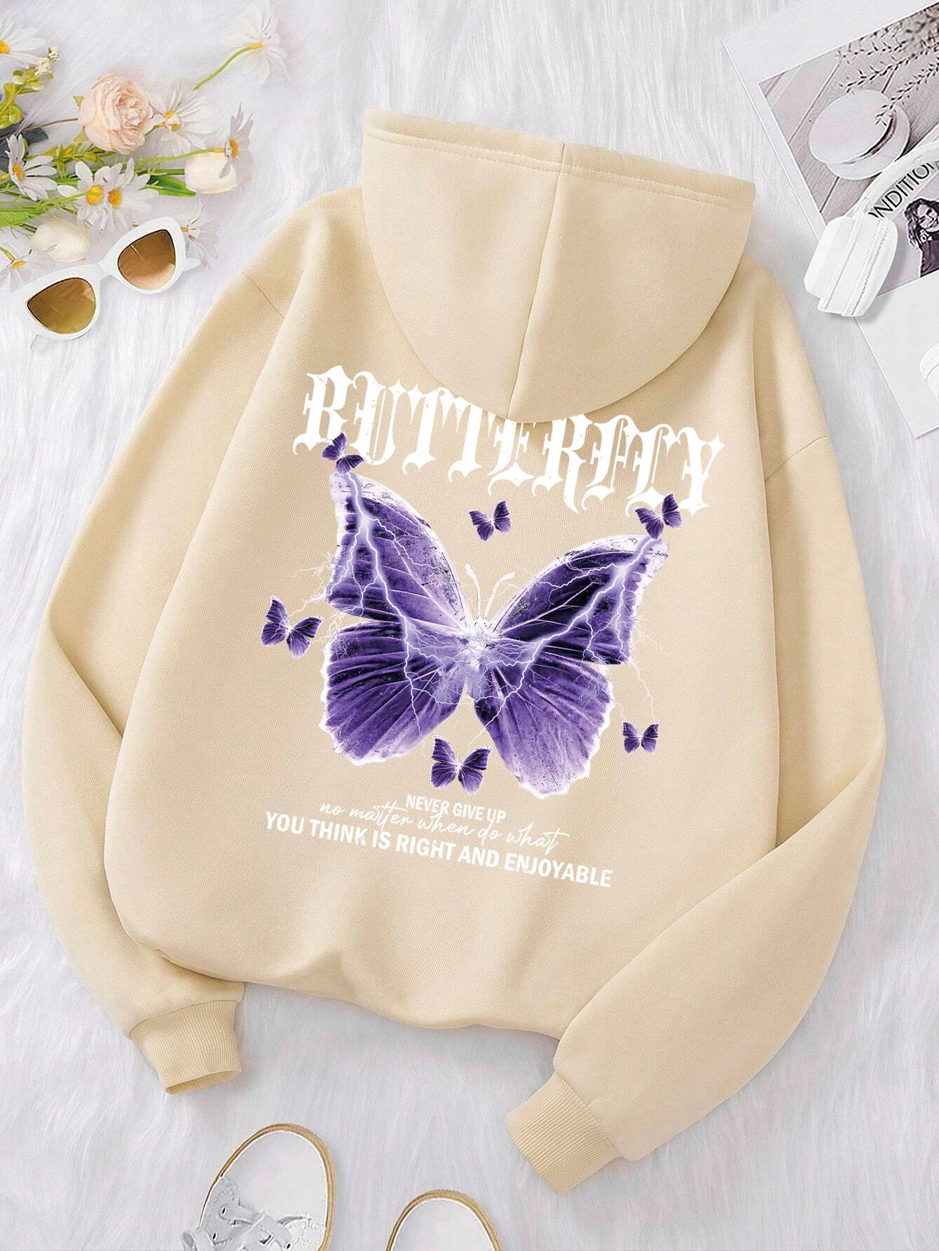 Sudadera con estampado de mariposas