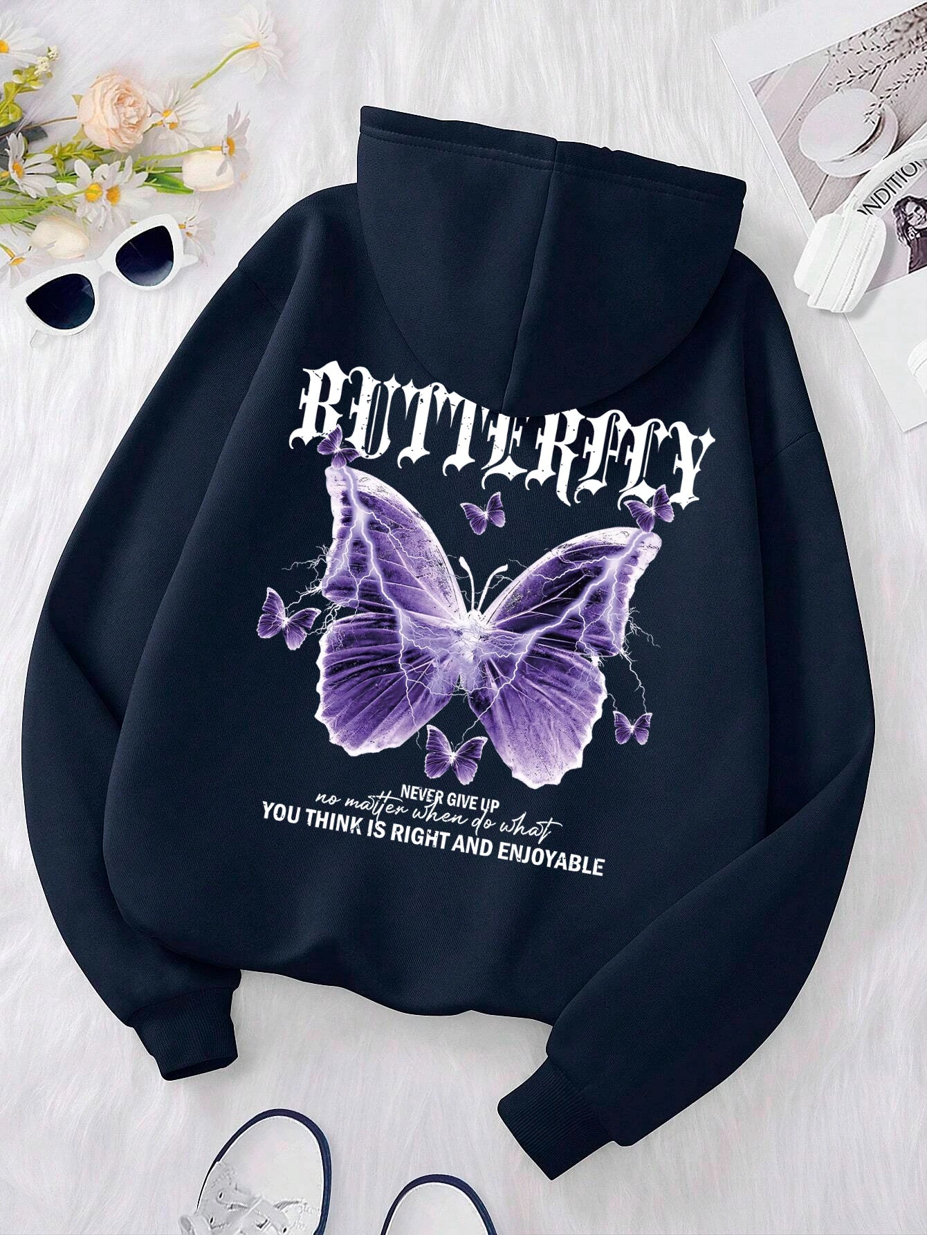 Sudadera con estampado de mariposas