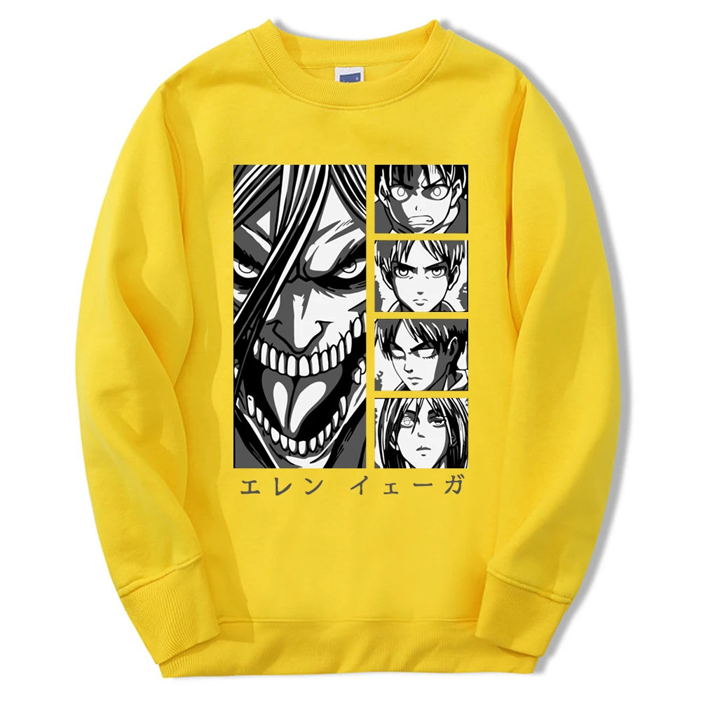 Produktbild von Attack on Titan Pullover – Eren in Titan-Form Edition in der Farbe White Solid, Größe L - Jetzt erhältlich bei Tarduu.