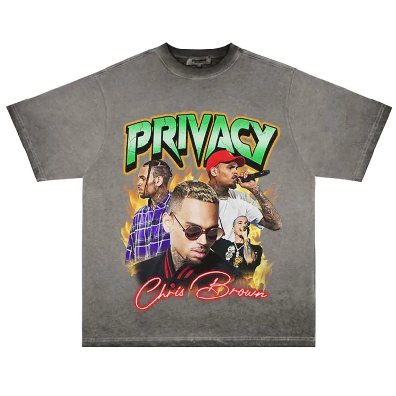 Oversized Chris Brown T-Shirt – Streetwear Harajuku