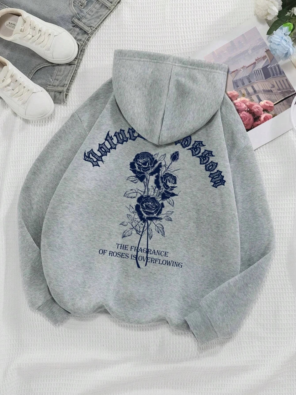 Sweat à capuche avec imprimé floral dans le dos