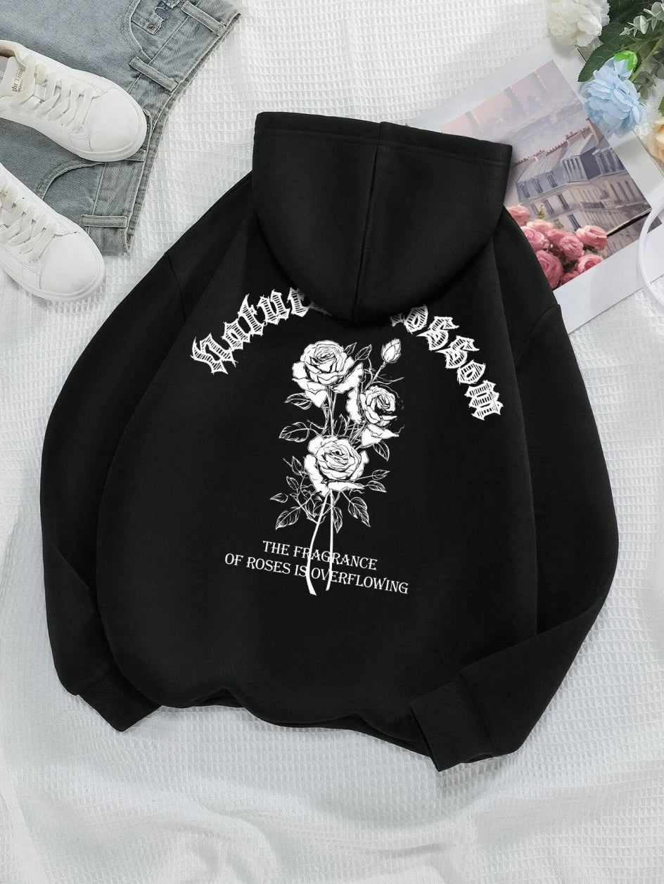 Sweat à capuche avec imprimé floral dans le dos