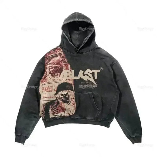 Sudadera con capucha de manga larga con estampado de ninja y viento punk callejero: moda unisex de gran tamaño estilo hip hop Y2K