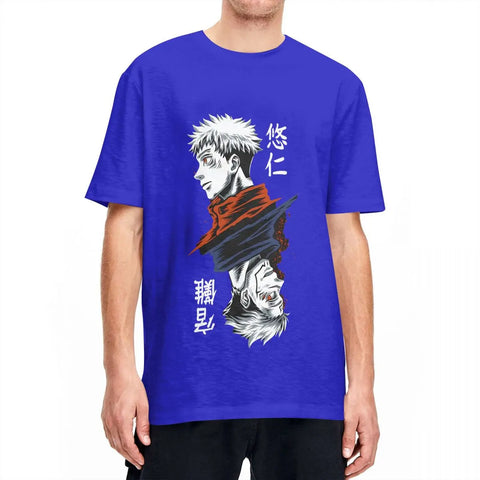 Produktbild von Yuji vs. Sukuna - Jujutsu Kaisen Charakter-T-Shirt in der Farbe Dark Grey, Größe M - Jetzt erhältlich bei Tarduu.