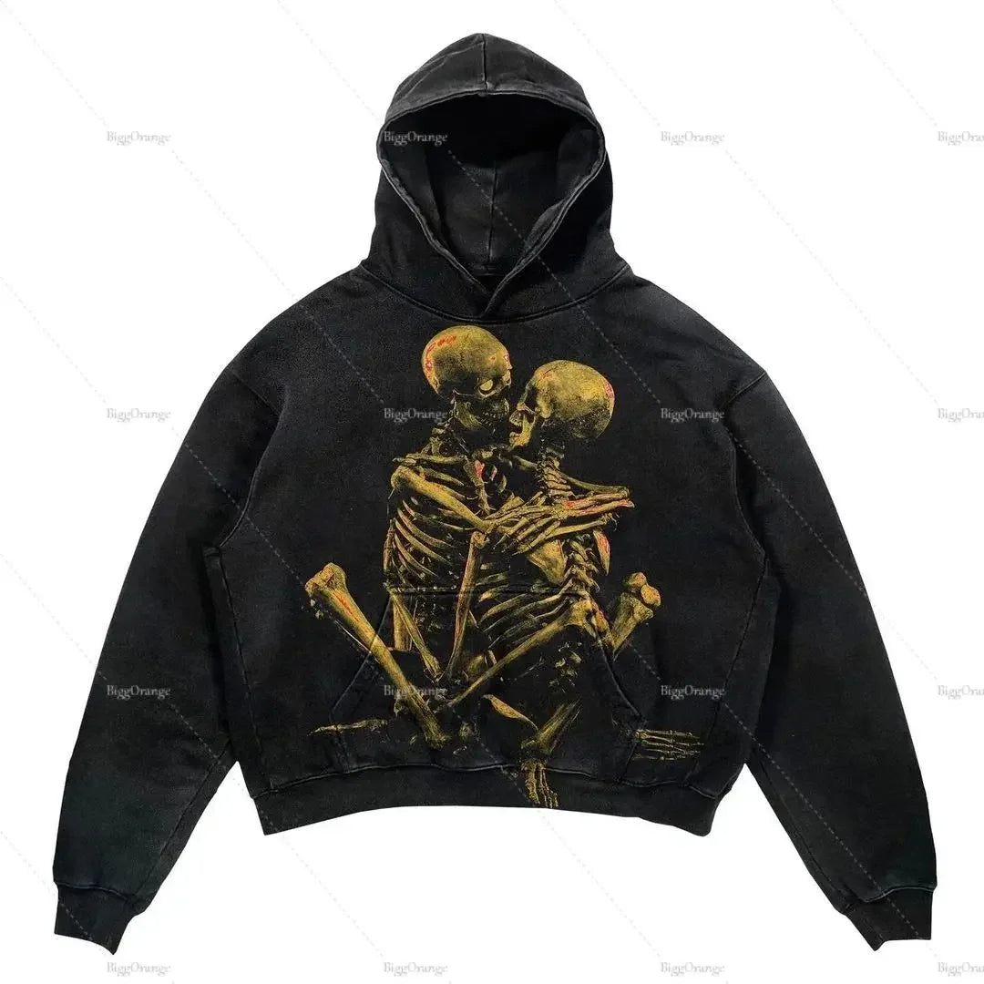 Street Punk Wind Ninja Print Long Sleeve Hoodie - Unisex Hip-Hop Street Y2K Oversized Fashion