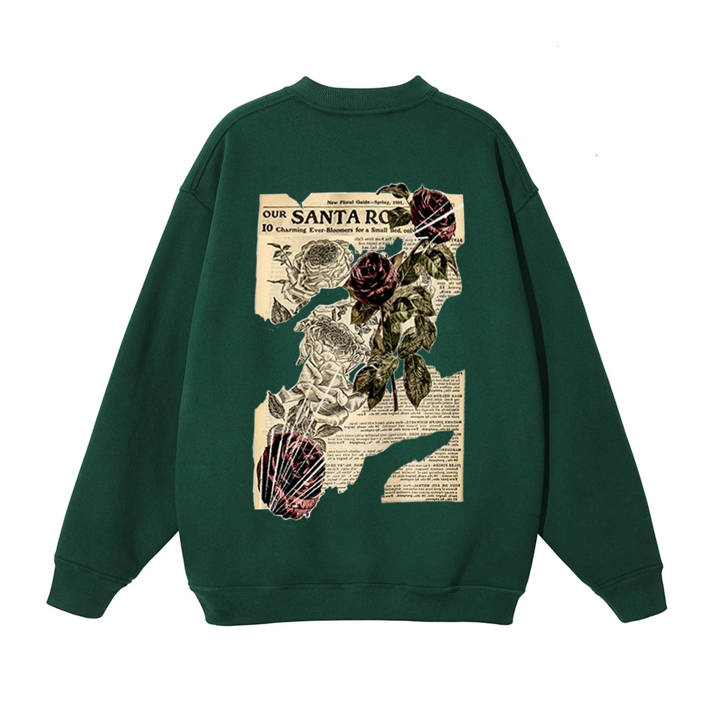 Vintage Rozenpatroon Bedrukt Gotisch Sweatshirt