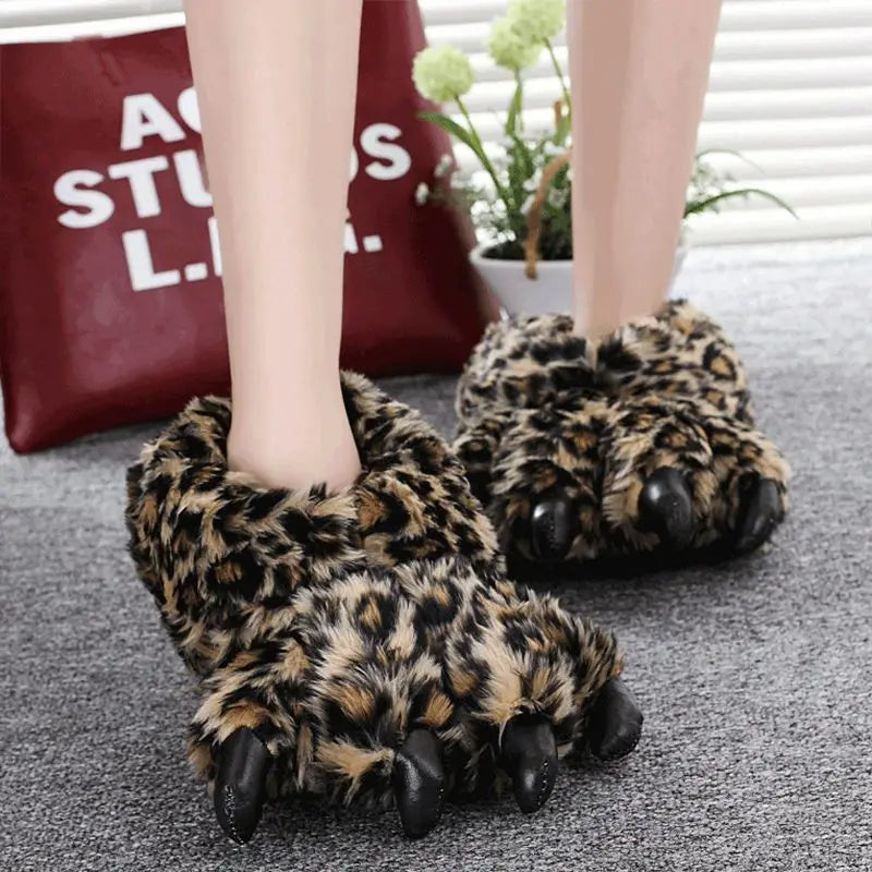 Unisex Paw Slippers med Kløer – Fluffy Chunky Slippers