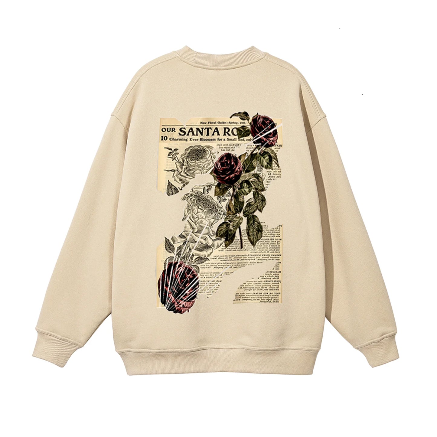 Bluza z nadrukiem w stylu vintage z różami i gotycką grafiką