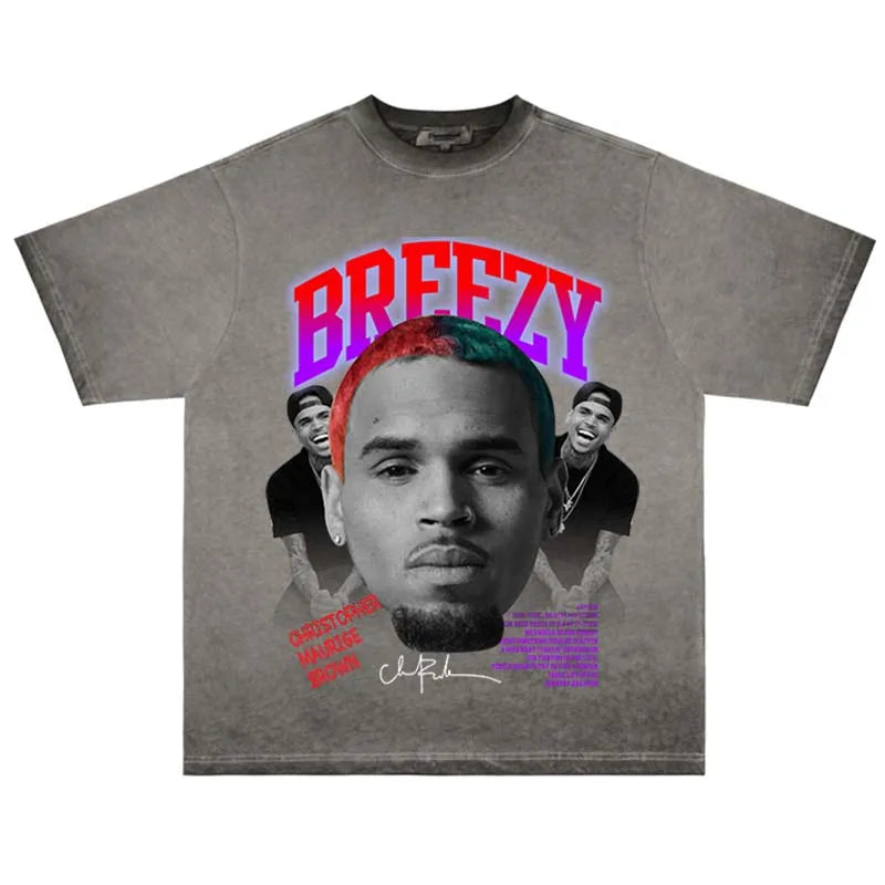 Oversized Chris Brown T-Shirt – Streetwear Harajuku