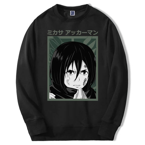 Produktbild von Attack on Titan Pullover – Mikasa Ackerman Solo Edition in der Farbe White, Größe L - Jetzt erhältlich bei Tarduu.