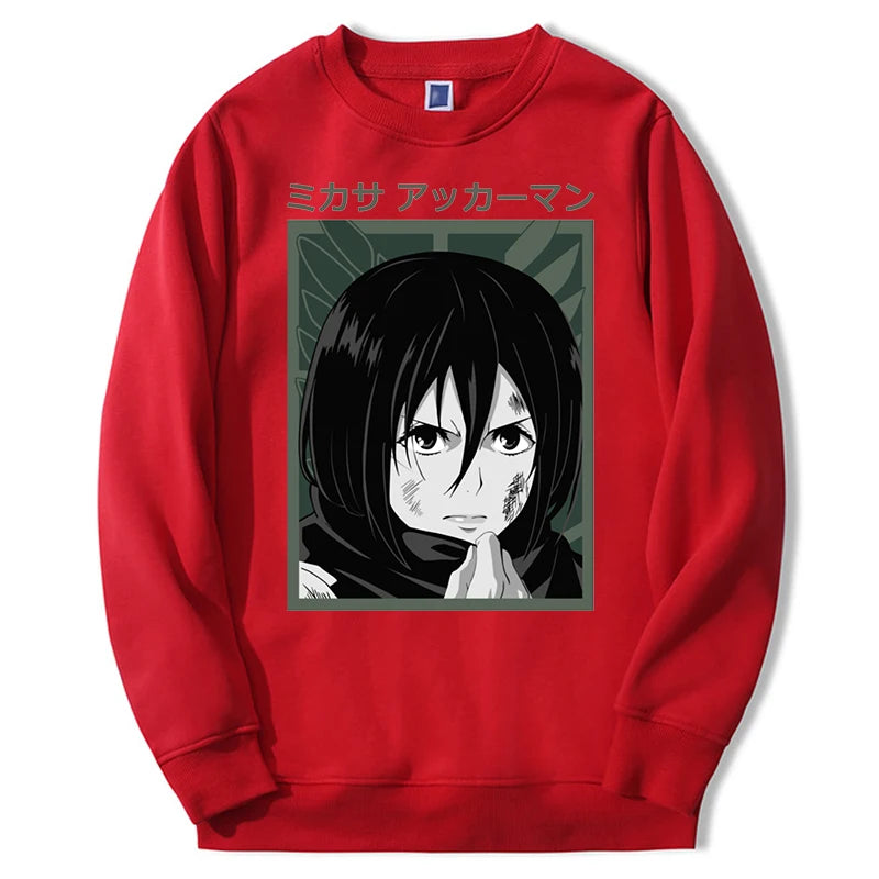 Produktbild von Attack on Titan Pullover – Mikasa Ackerman Solo Edition in der Farbe Dark Gray, Größe 4XL - Jetzt erhältlich bei Tarduu.