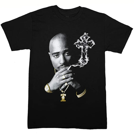 Camiseta con cruz de humo de 2Pac